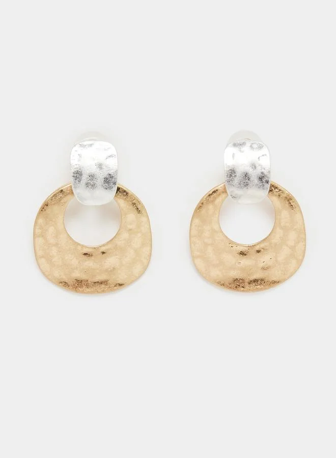 ستايلي أقراط بقرص مطروق لون ذهبي